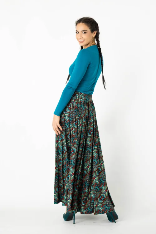 bluzka klasyczna petrolowa BASIC spódnica długa wiskozowa rozkloszowana kolekcja INDI blue marka VIPPI DESIGN  (1).jpg