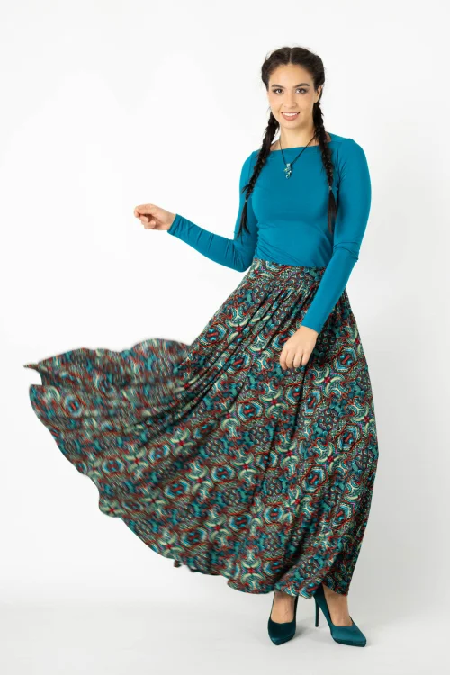 bluzka klasyczna petrolowa BASIC spódnica długa wiskozowa rozkloszowana kolekcja INDI blue marka VIPPI DESIGN  (3).jpg
