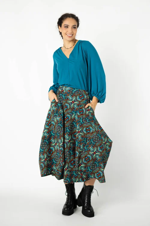 bluzak petrolowa z marszczeniami i spodnica maxi origamikolekcja INDI blue marka VIPPI DESIGN (3).jpg
