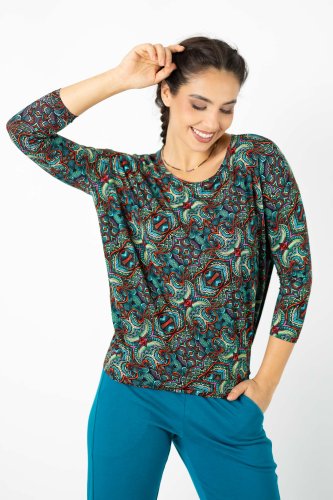 Bluzka wiskozowa trapezowa "INDI" blue