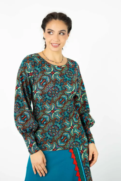 bluzka z bufkami okrągły dekolt kolekcja INDI blue marka VIPPI DESIGN  (2).jpg