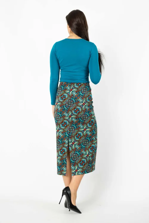 bluzka petrolowa BASIC i spódnica prosta midi z rozporkiem kolekcja INDI blue marka VIPPI DESIGN (5).jpg