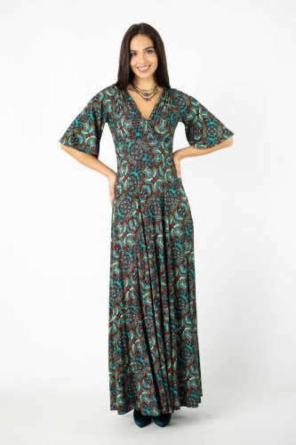 Sukienka wiskozowa maxi rozkloszowana "INDI" blue