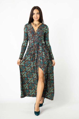 Sukienka wiskozowa maxi z rozporkiem "INDI" blue