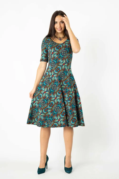 sukienka midi rozkloszowana krótki rękaw kolekcja INDI blue marka VIPPI DESIGN (3).jpg