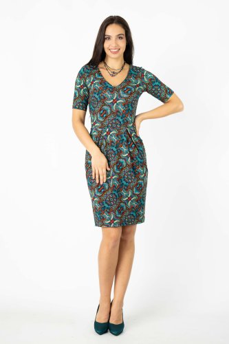 Sukienka mini z kieszeniami krótki rękaw "INDI" blue