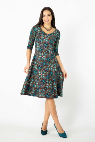 sukienka midi rozkloszowana  rękaw 3,4 kolekcja INDI blue marka VIPPI DESIGN  (2).jpg