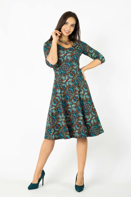 sukienka midi rozkloszowana  rękaw 3,4 kolekcja INDI blue marka VIPPI DESIGN  (6).jpg