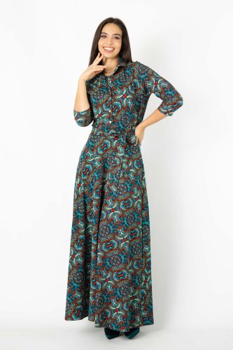 Sukienka długa koszulowa "INDI" blue