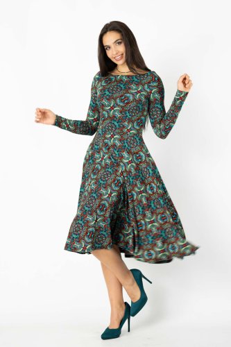 Sukienka wiskozowa midi dekolt łódka z koła "INDI"  blue