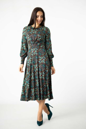 Sukienka wiskozowa midi z bufkami "INDI" blue