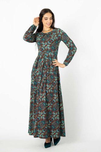 Sukienka wiskozowa maxi z zakładkami "INDI" blue