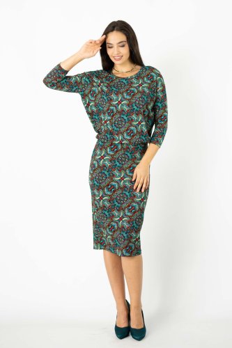 Sukienka wiskozowa midi ołówkowa "INDI" blue