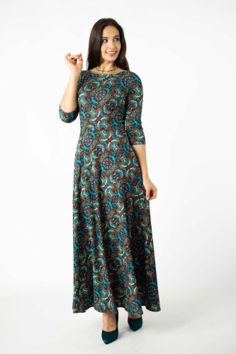 Sukienka długa dekolt łódka "INDI" blue