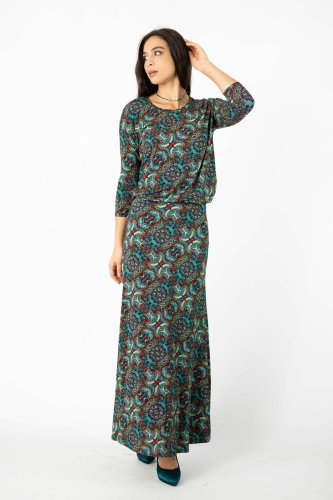 Sukienka wiskozowa maxi dzwonek "INDI" blue