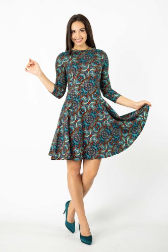 Sukienka mini rozkloszowana stójka "INDI" blue