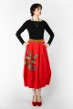 Spódnica midi bombka, czerwona z aplikacją "MEXICO"  