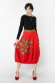 Spódnica midi bombka, czerwona z aplikacją "MEXICO"  