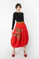 Spódnica midi bombka, czerwona z aplikacją "MEXICO"  