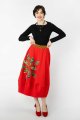 Spódnica midi bombka, czerwona z aplikacją "MEXICO"  
