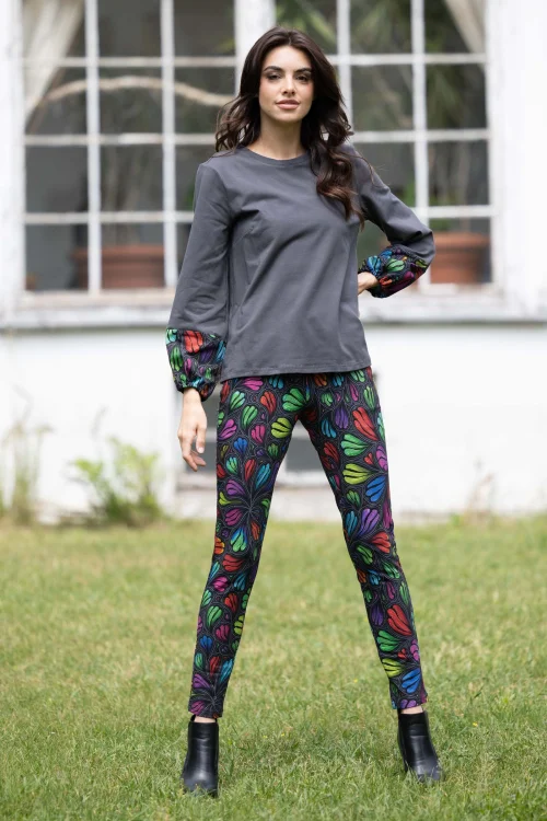 bluzka luzna szara z kolorowymi mankietami  w gumke i spodnie klasyczne kolorowe kolekcja WIND grey marka VIPPI DESIGN (6).jpg