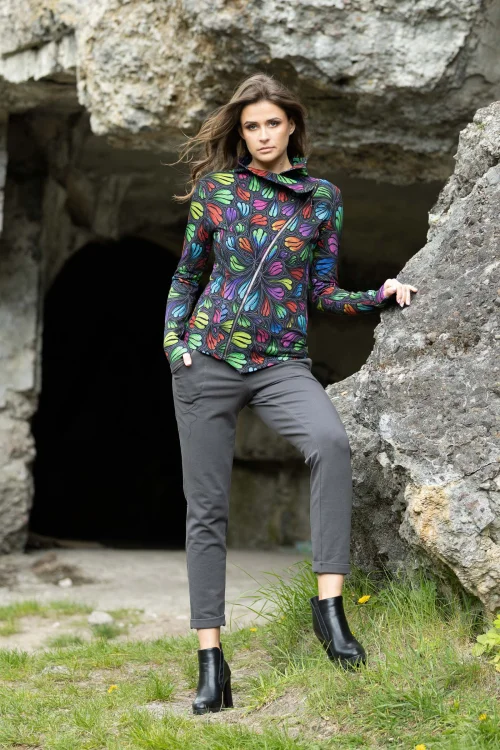 bluza kolorowa asymetryczna i spodnie szare  z mankietami kolekcja WIND grey marka VIPPI DESIGN  (1).jpg