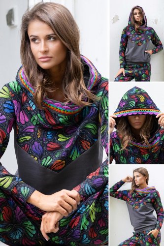 Bluza z szydełkową koronką grafit "WIND" grey