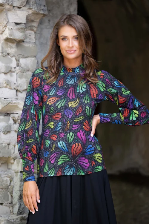 bluzka kolorowa z bufkami i  stójką kolekcja WIND grey marka VIPPI DESIGN (4).jpg