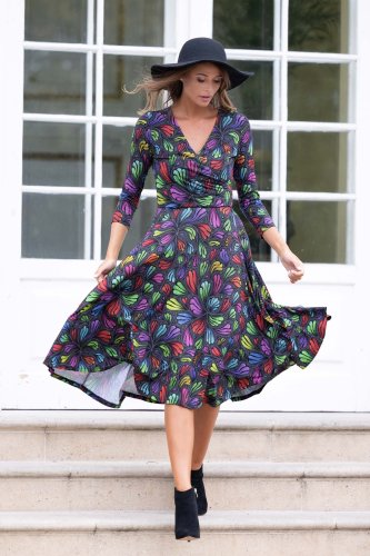 Sukienka wiskozowa midi kopertowa z koła "WIND" grey