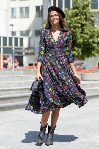 Sukienka wiskozowa midi z koła "WIND" grey