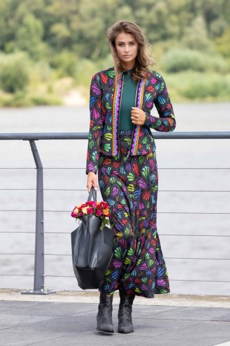 Spódnica wiskozowa, dzwonek "WIND" grey