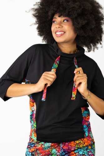 Bluzka kimonowa sportowa czarna "SHINY" INNY ODCIEŃ