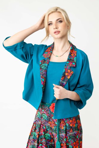 Żakiet luźny petrol "SECRET" INNY ODCIEŃ