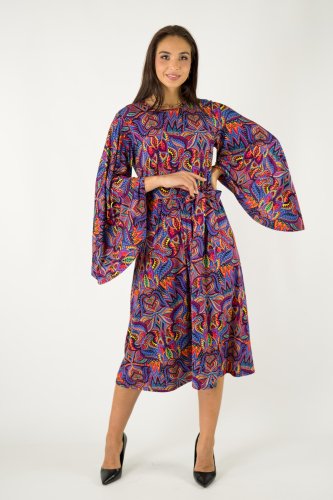 sukienka midi luźna z paskiem z szerokimi rękawami kolekcja MEXICO violet marka VIPPI design (3).jpg