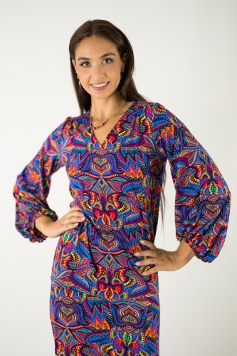 Bluzka wiskozowa z marszczeniami V "MEXICO" violet INNY ODCIEŃ