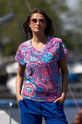 Bluzka trapezowa, dekolt  V "MANDALE" INNY ODCIEŃ