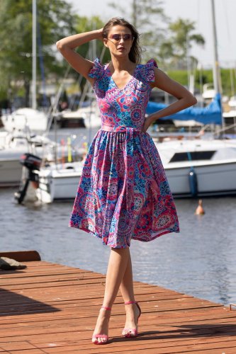 Sukienka midi z motylkami BEZ PASKA "MANDALE" INNY ODCIEŃ