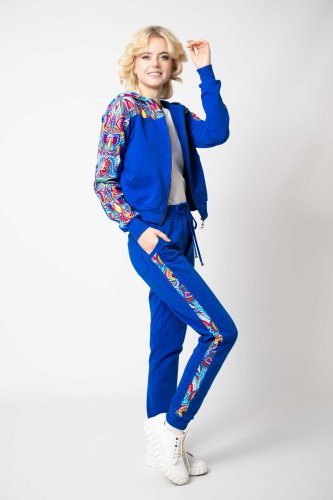 Spodnie z lampasami chabrowe "MEXICO" white