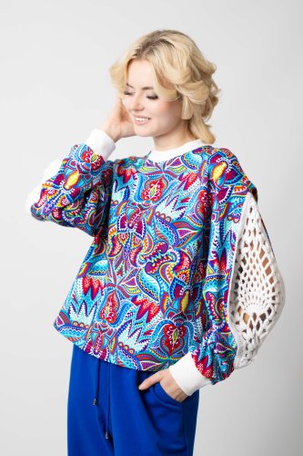 bluza chakolorowa z szydełkowymi wstawkami na rękawzch  kolekcja MEXICO marka VIPPI DESIGN  (5).jpg