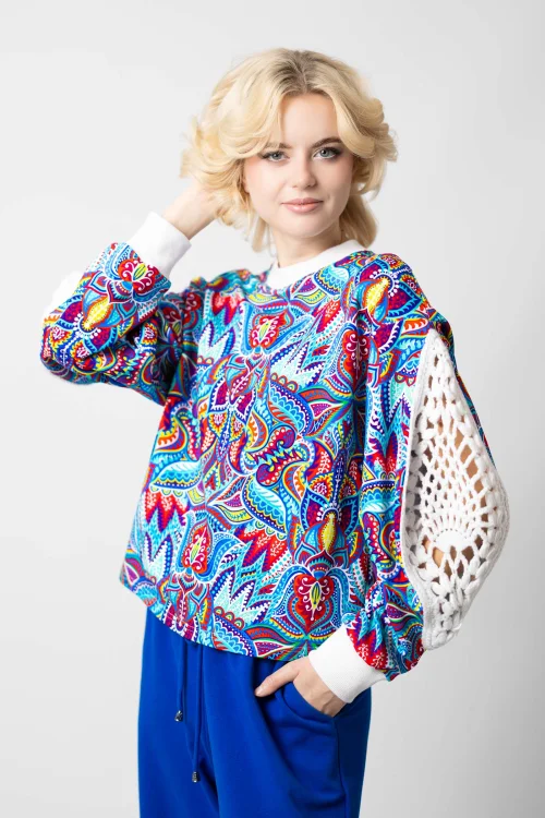 bluza chakolorowa z szydełkowymi wstawkami na rękawzch  kolekcja MEXICO marka VIPPI DESIGN  (6).jpg