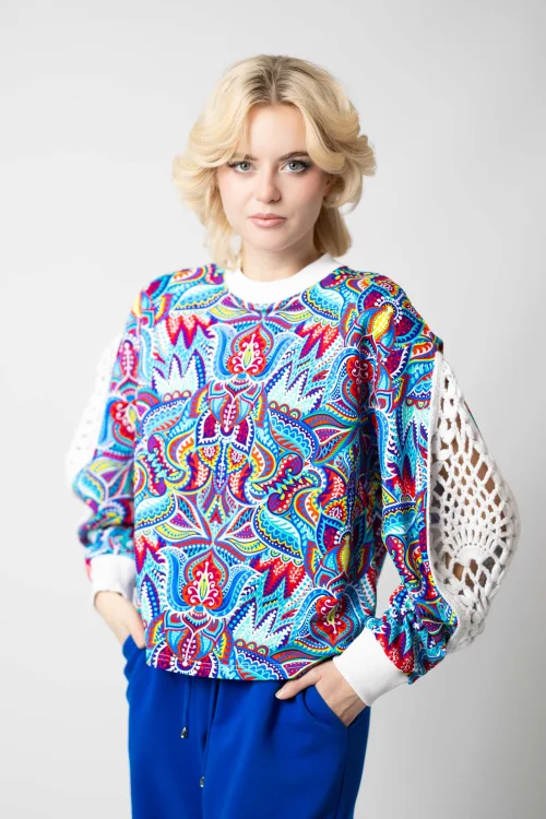 bluza chakolorowa z szydełkowymi wstawkami na rękawzch  kolekcja MEXICO marka VIPPI DESIGN  (7).jpg