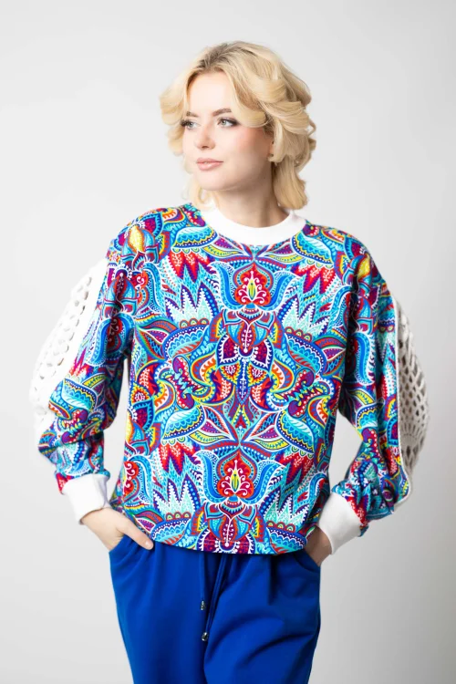 bluza chakolorowa z szydełkowymi wstawkami na rękawzch  kolekcja MEXICO marka VIPPI DESIGN  (8).jpg