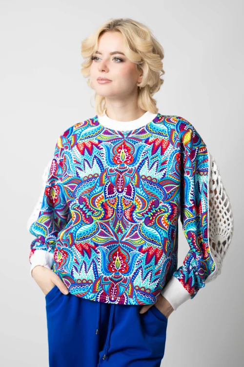 bluza chakolorowa z szydełkowymi wstawkami na rękawzch  kolekcja MEXICO marka VIPPI DESIGN  (9).jpg