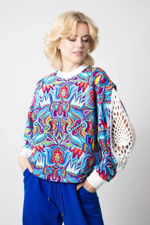 bluza chakolorowa z szydełkowymi wstawkami na rękawzch  kolekcja MEXICO marka VIPPI DESIGN  (10).jpg