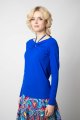 Bluzka wiskozowa chabrowa z wiązaniem pod szyją "BASIC"  