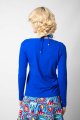 Bluzka wiskozowa chabrowa z wiązaniem pod szyją "BASIC"  