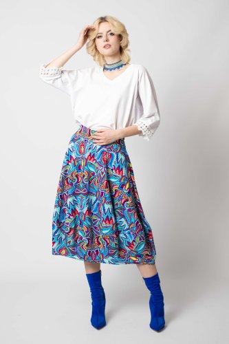 Spódnica midi bombka "MEXICO" white (krótsza) 