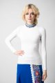 Bluzka biała z dzianiny prążek  "BASIC"  
