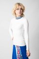 Bluzka biała z dzianiny prążek  "BASIC"  