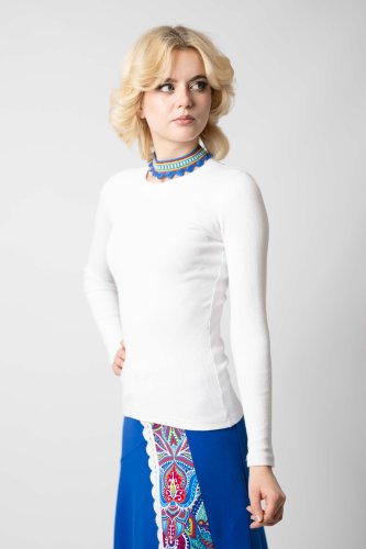 Bluzka biała z dzianiny prążek  "BASIC"